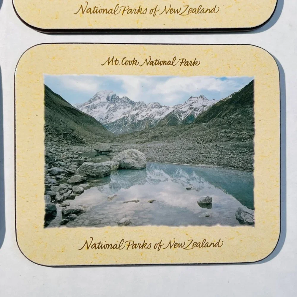 Jason Coasters New Zealand Set of 6 National Parks Photo Cork Back Decor Box
